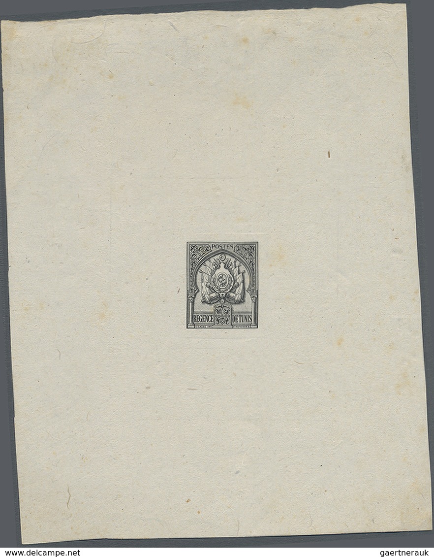 (*) Tunesien: 1888, Coat Of Arms, Dotted Background, Single Die Proof In Black On Ungummed Hand-made Pap - Tunisie (1956-...)