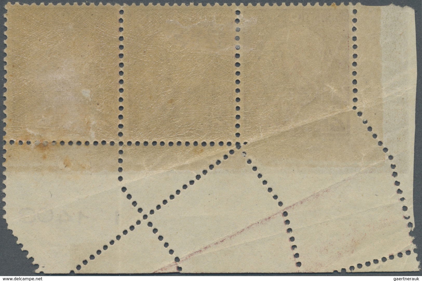 * Tunesien: 1906, 2c. Brownish Red, Horiz. Strip Of Three From The Lower Left Corner Of The Sheet, Lef - Tunesië (1956-...)