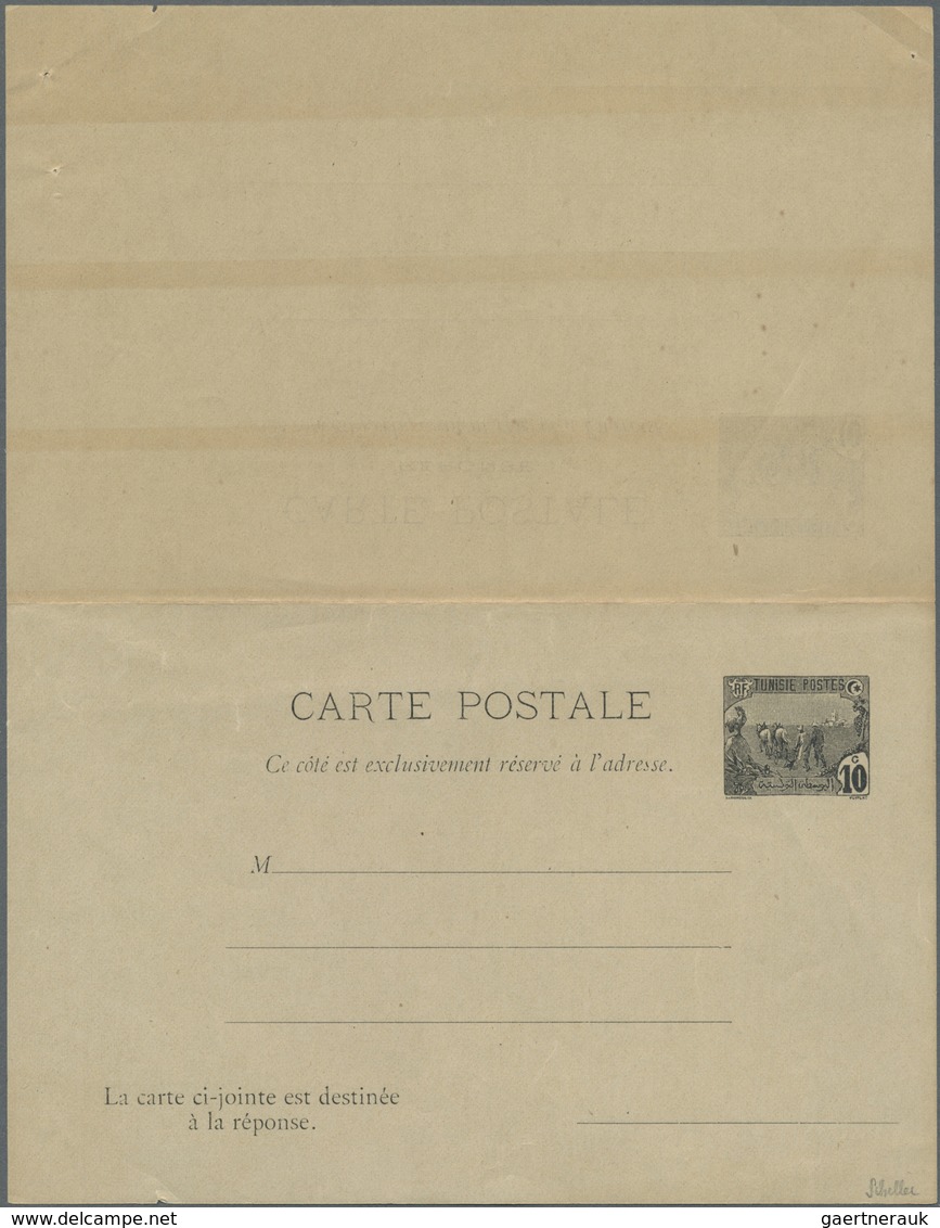 GA Tunesien: 1906. Essay On Paper For Reply Card With Postage Die "Plowmen" Black, Face Value "10c+10c" - Tunisia