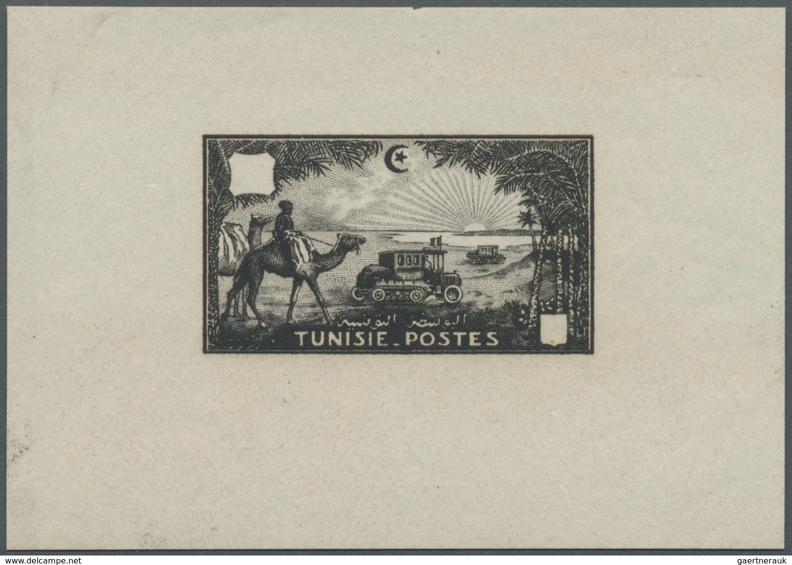 (*) Tunesien: 1928, Children's Relief, Imperforate Proof In Brownish Black, Issued Design With Blank Val - Tunisie (1956-...)