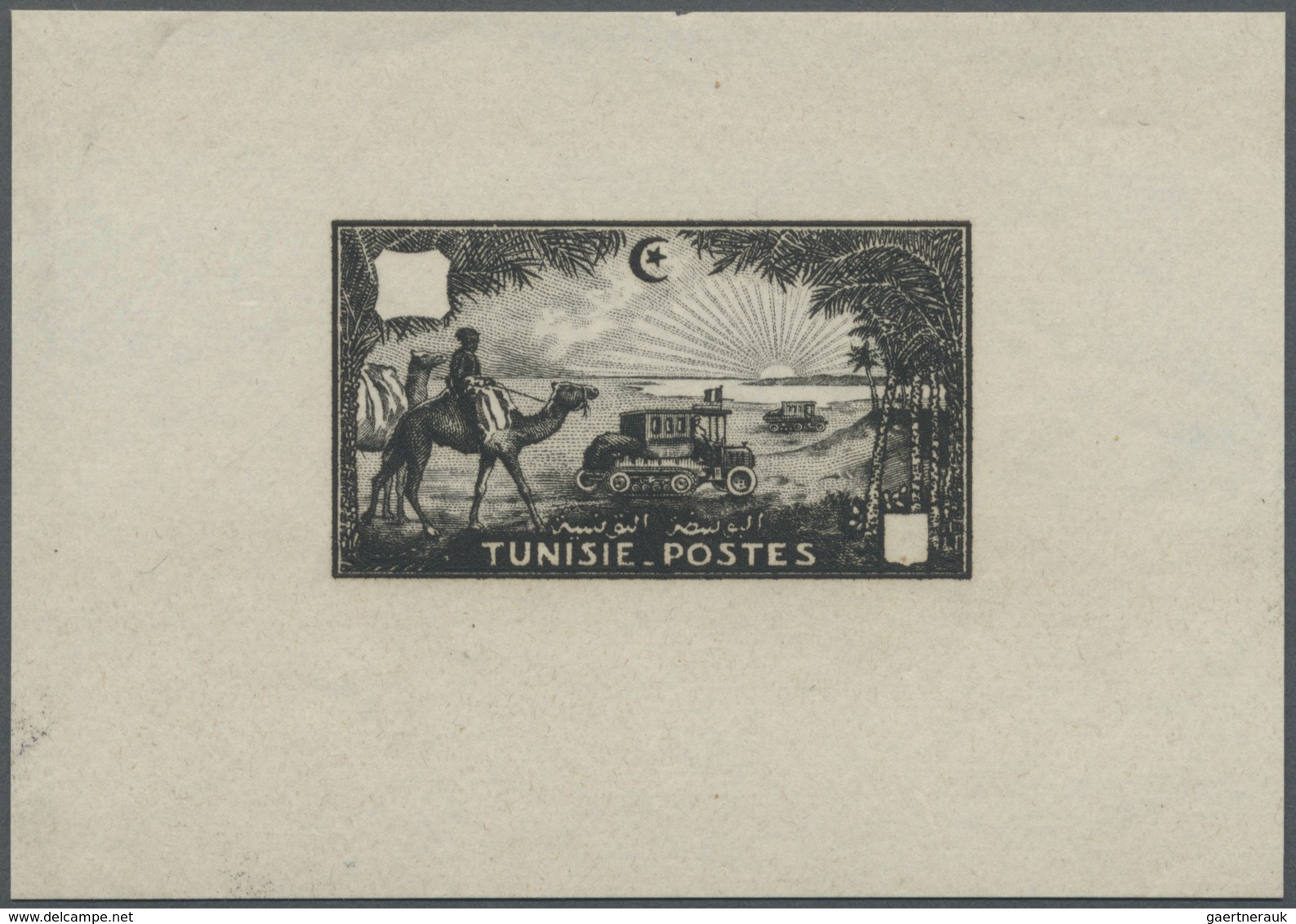 (*) Tunesien: 1928, Children's Relief, Imperforate Proof In Brownish Black, Issued Design With Blank Val - Tunesië (1956-...)