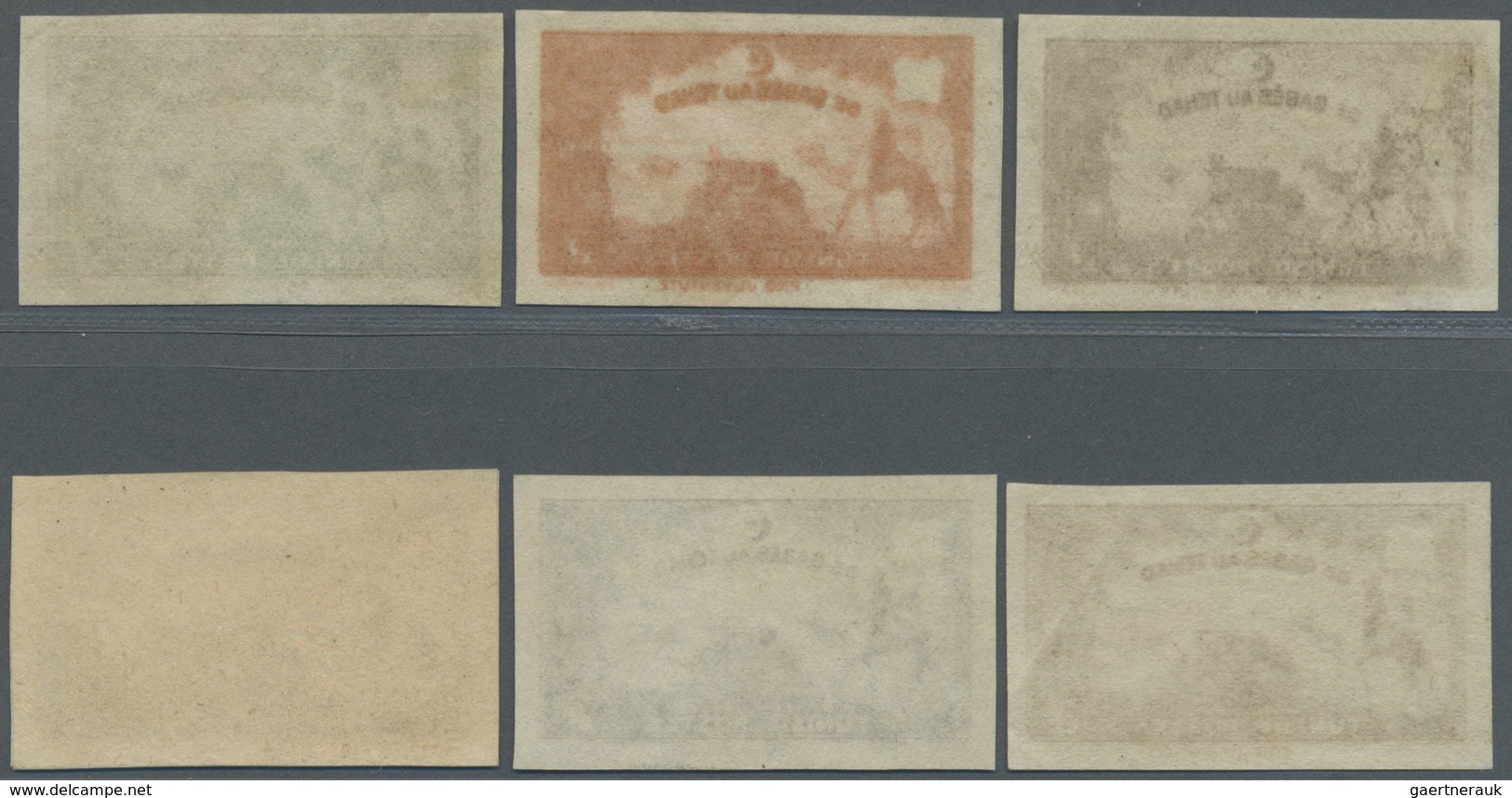 (*) Tunesien: 1928, Children's Relief, Group Of Six Imperforate Proofs In Brown, Vermillion, Green, Slat - Tunisia