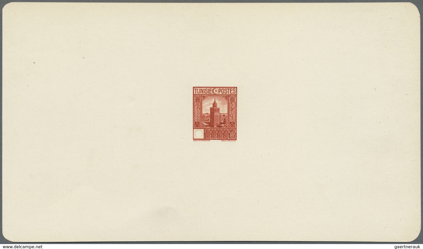 (*) Tunesien: 1931, Definitives "Views Of Morocco", Design "Grande Mosquee", Presentation Proof In Brigh - Tunisia