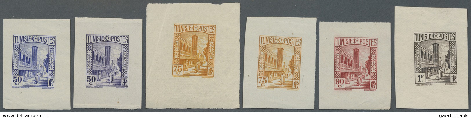 (*) Tunesien: 1931, Definitives "Views Of Morocco", Design "Mosquee Halfaouine", Six Single Die Proofs O - Tunisia