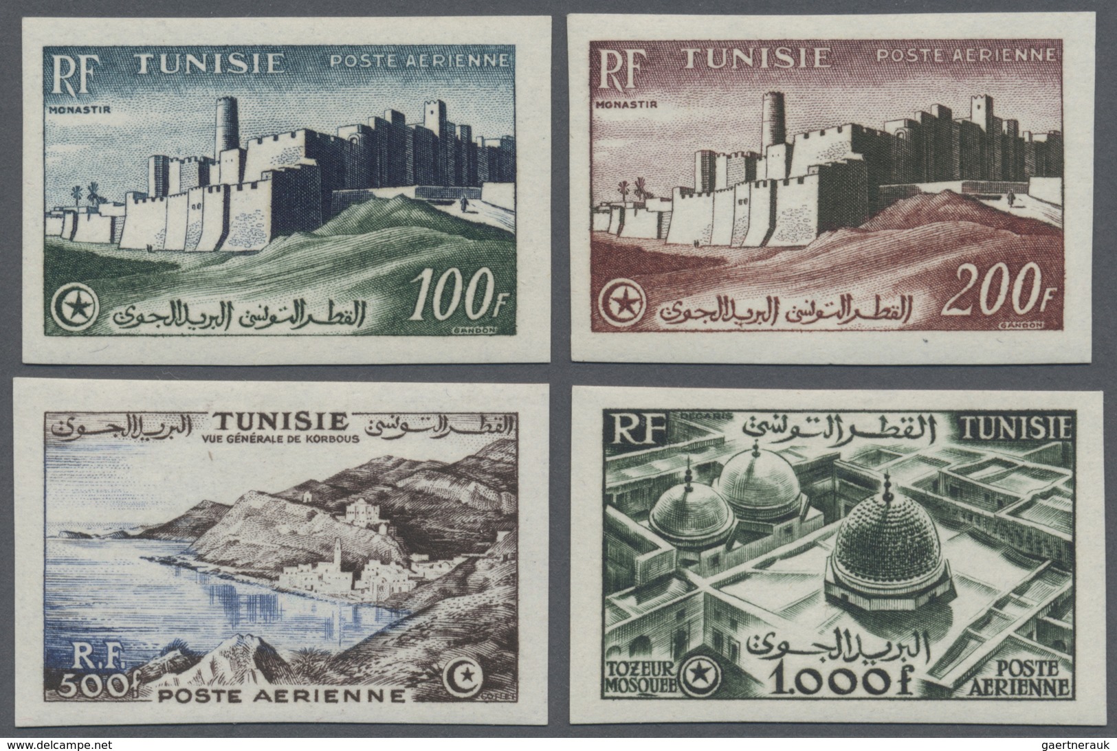 */** Tunesien: 1953/1954, Airmail Definitives Complete Set Of Four In IMPERFORATE Singles In Issued Colou - Tunisia