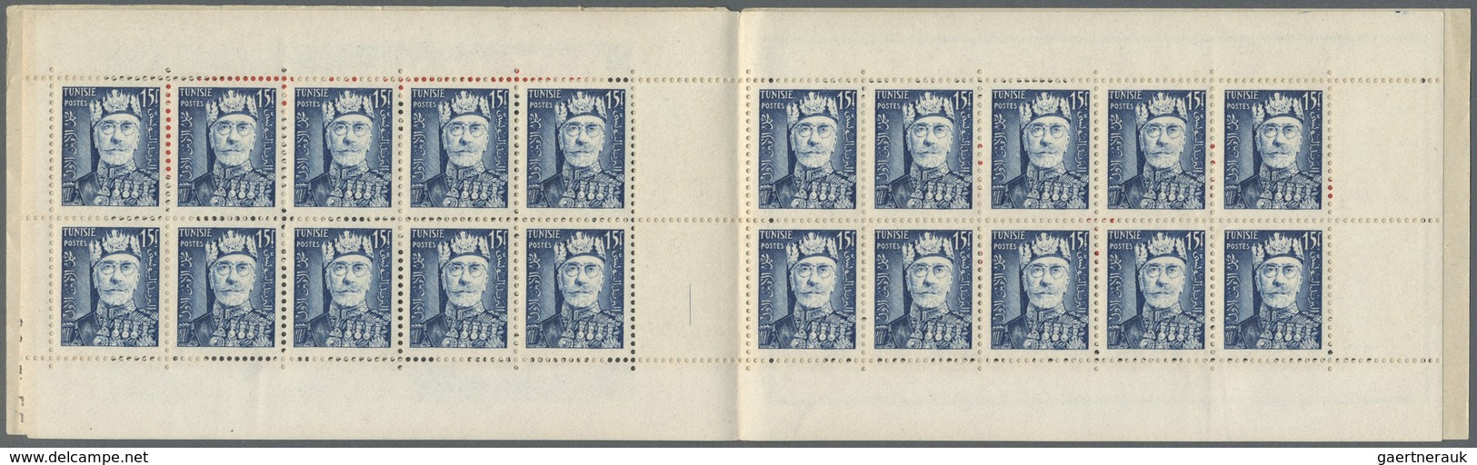 ** Tunesien: 1955, Mohammed VIII. Al-Amin 15fr. Blue In A Complete BOOKLET With 20 Stamps In A Pane Wit - Tunisia