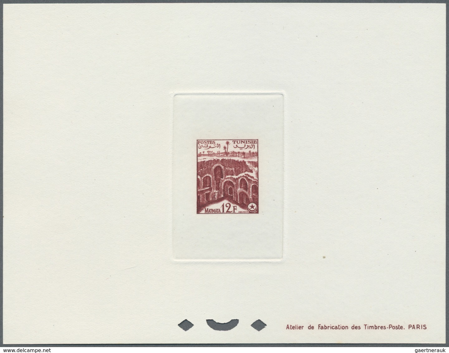 (*) Tunesien: 1956, Definitves "Tourism" (Views o Tunisia), 50c. to 75fr., set of 17 epreuve de luxe and