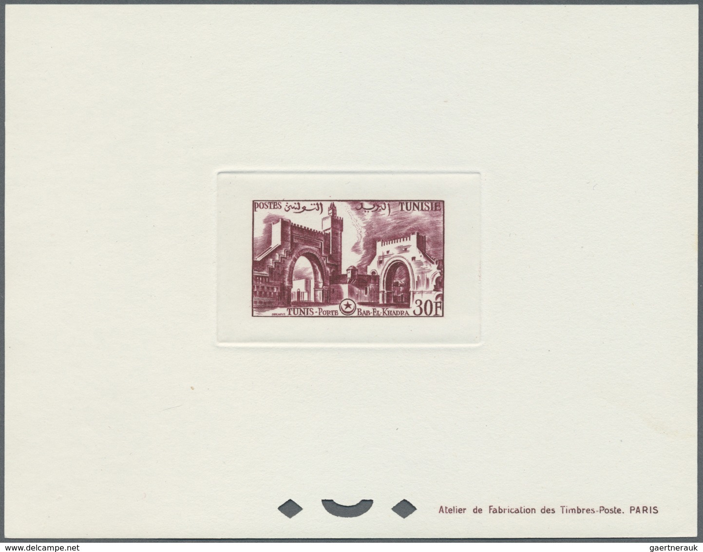 (*) Tunesien: 1956, Definitves "Tourism" (Views o Tunisia), 50c. to 75fr., set of 17 epreuve de luxe and