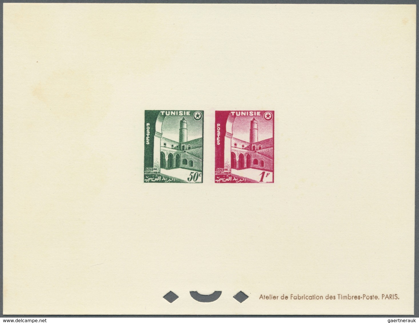 (*) Tunesien: 1956, Definitves "Tourism" (Views o Tunisia), 50c. to 75fr., set of 17 epreuve de luxe and