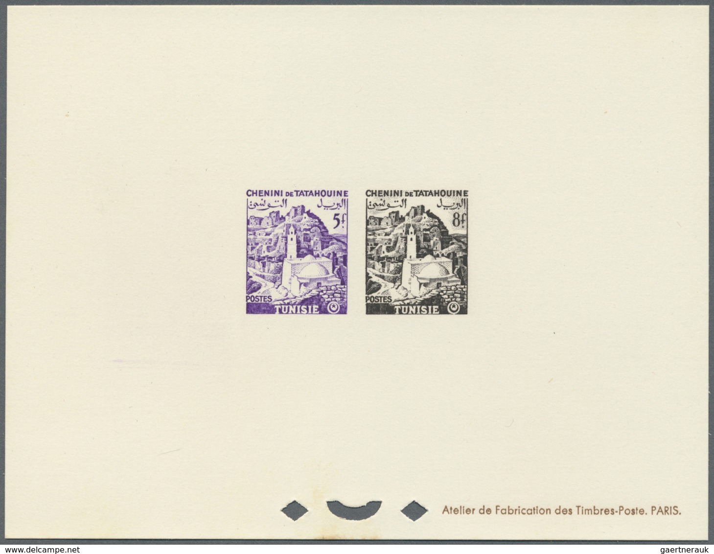 (*) Tunesien: 1956, Definitves "Tourism" (Views o Tunisia), 50c. to 75fr., set of 17 epreuve de luxe and