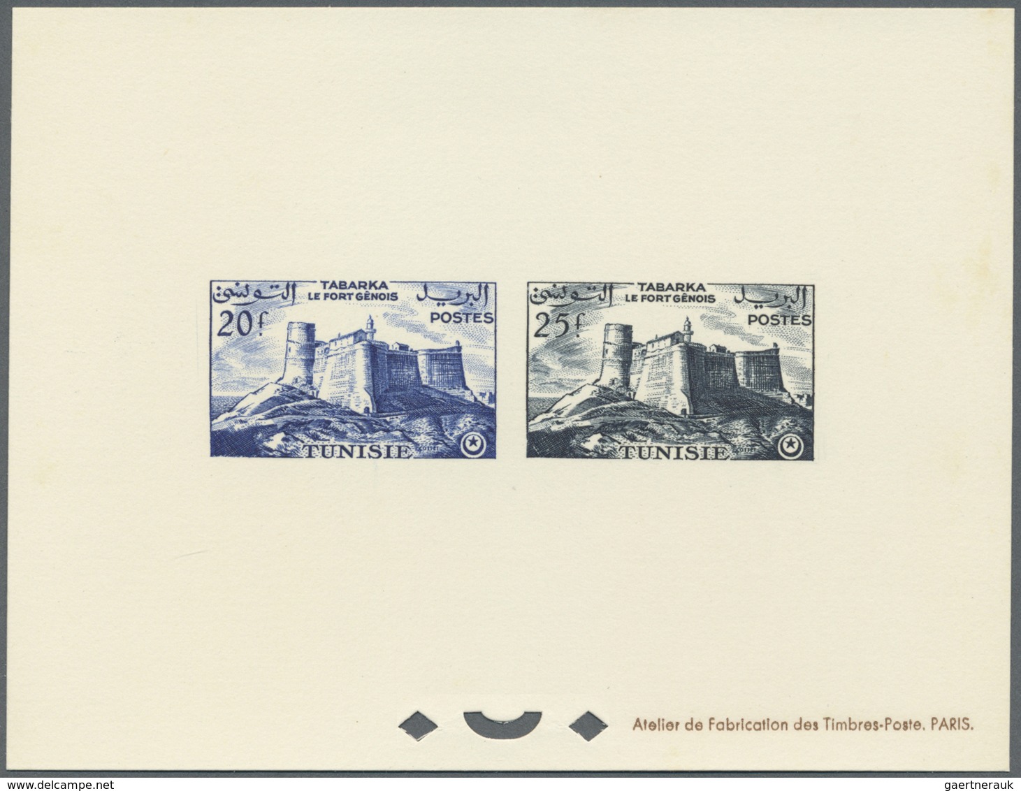 (*) Tunesien: 1956, Definitves "Tourism" (Views o Tunisia), 50c. to 75fr., set of 17 epreuve de luxe and