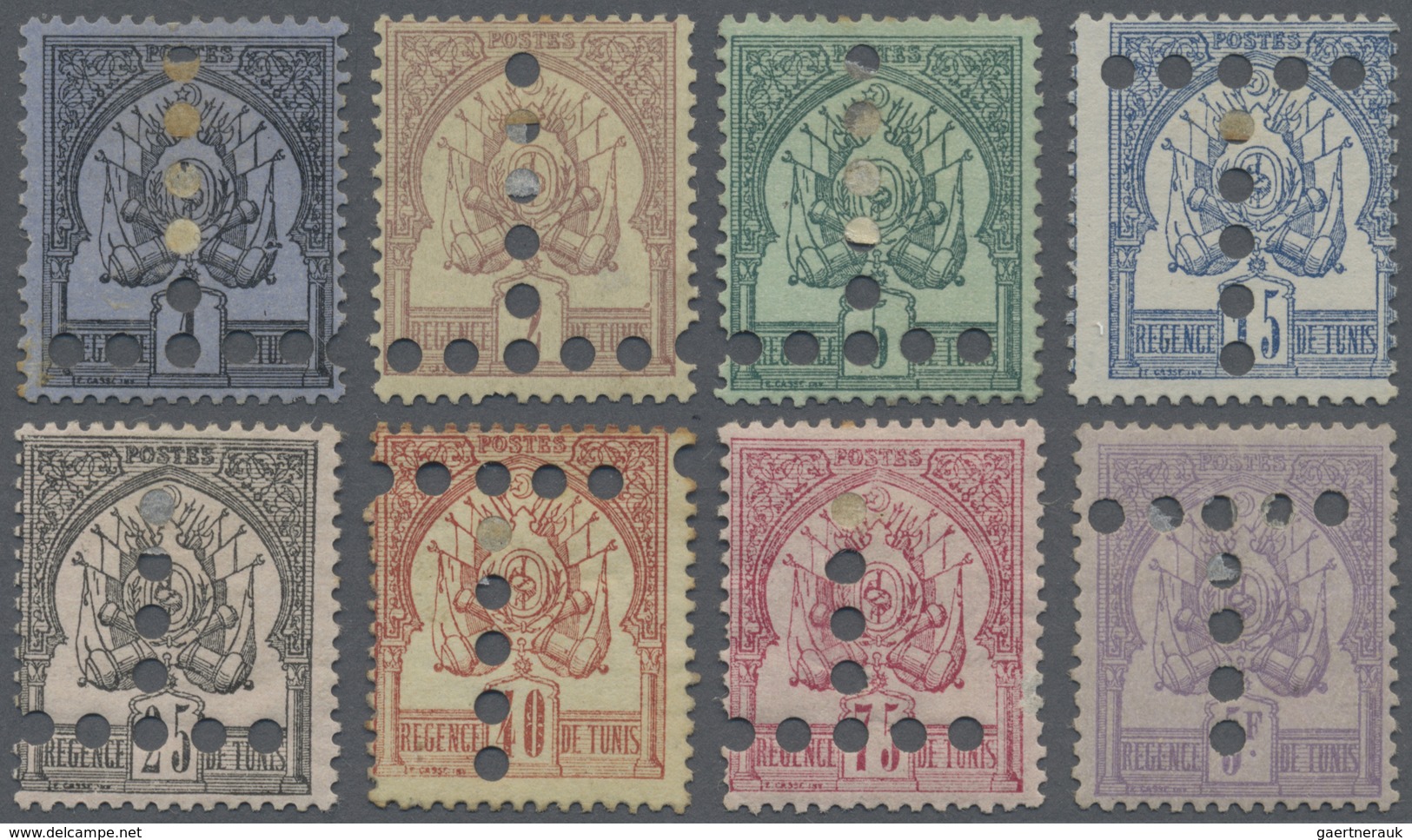 (*)/* Tunesien - Portomarken: 1888, Coat Of Arms With Plain Background Complete Set Of Eight 1c. To 5fr. P - Tunisie (1956-...)