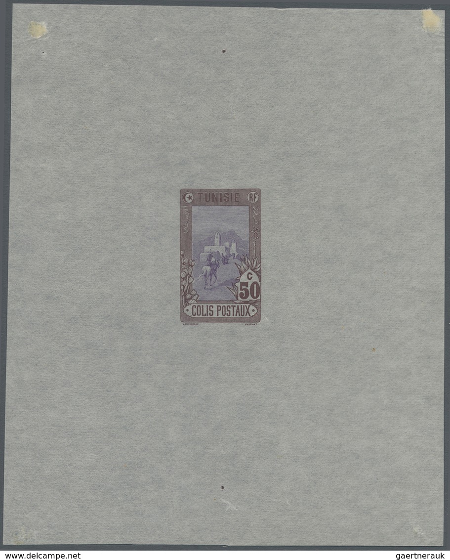 (*) Tunesien - Paketmarken: 1906, Riding Postman, Single Die Proof Of 50c. Value In Red-brown/violet On - Tunisie (1956-...)