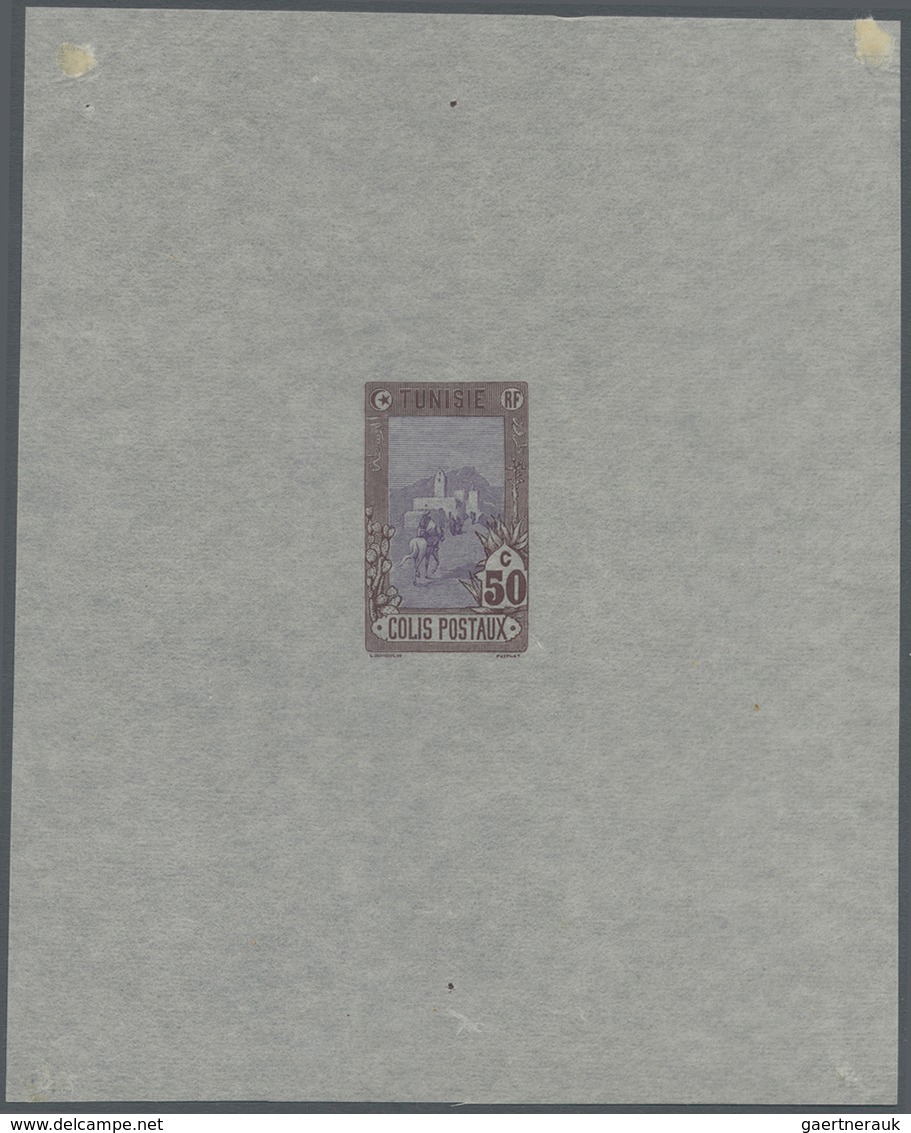(*) Tunesien - Paketmarken: 1906, Riding Postman, Single Die Proof Of 50c. Value In Red-brown/violet On - Tunesië (1956-...)