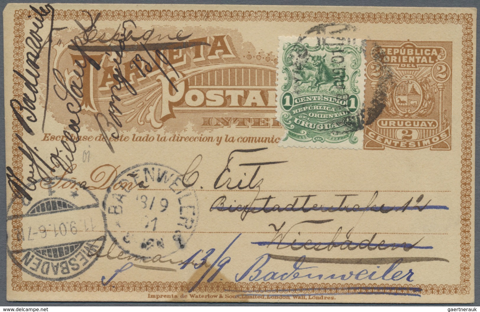 GA Uruguay - Ganzsachen: 1896, 2 C. Postal Stationery Picture Card "picture Laying Of The Foundation St - Uruguay