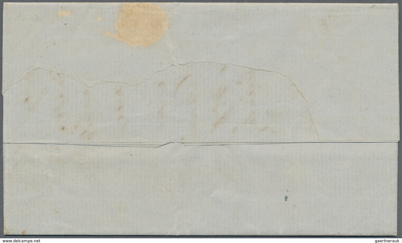 Br Venezuela: 1859-62, 1/2 R. Olive-yellow Tied By Blue "O" On Folded Envelope From Puerto-Cabello Addr - Venezuela