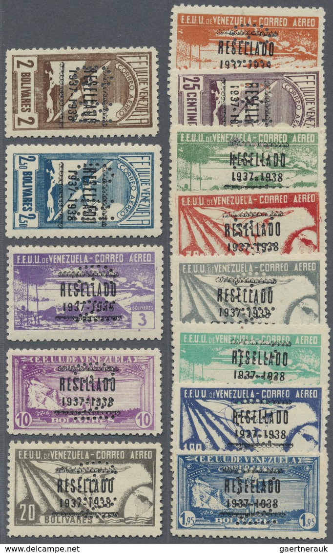 * Venezuela - Dienstmarken: 1938, Airmail Issue 'landscapes' With Opt. 'RESELLADO / 1937-1938' And Per - Venezuela