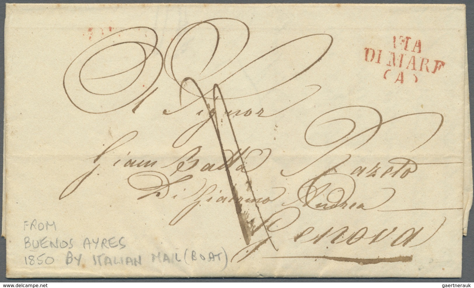 Br Venezuela - Schiffspost: 1850. Stampless Envelope Written From Buenos Ayres Dated '26th Oct 1850' Se - Venezuela