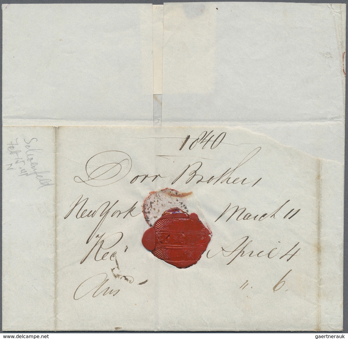 Br Vereinigte Staaten Von Amerika - Stampless Covers: 1840, Folded Letter From NEW YORK To London With - …-1845 Voorfilatelie