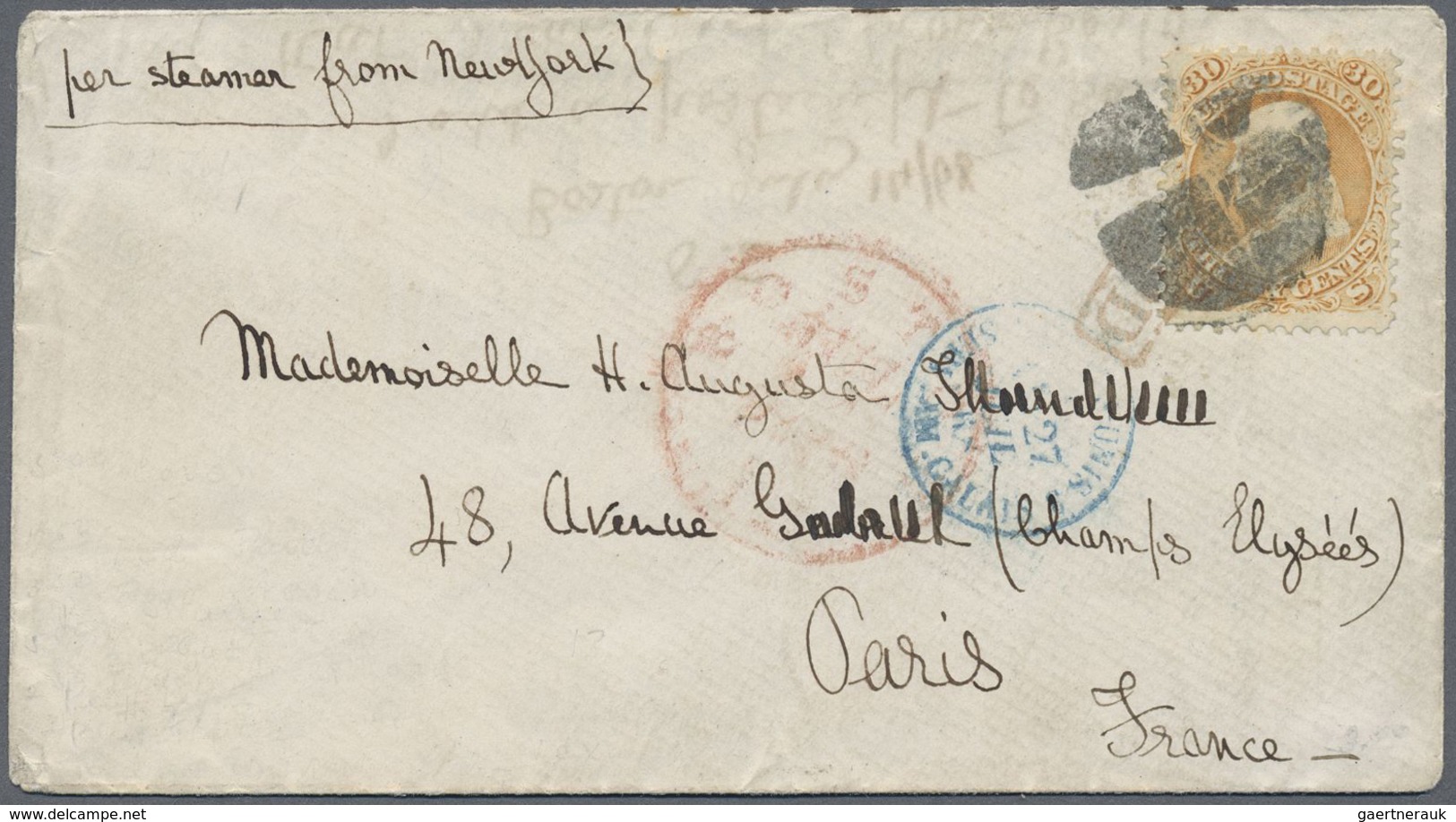 Br Vereinigte Staaten Von Amerika: 1868, Franklin 30c. Orange Single On Cover Tied By Cork Cancel With - Autres & Non Classés