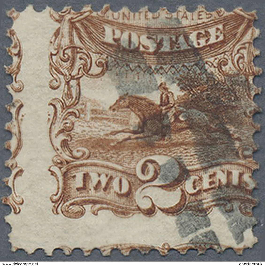 O Vereinigte Staaten Von Amerika: 1869, 2 C. Brown Pony Express Rider Without Grill, Used, Fine. - Andere & Zonder Classificatie