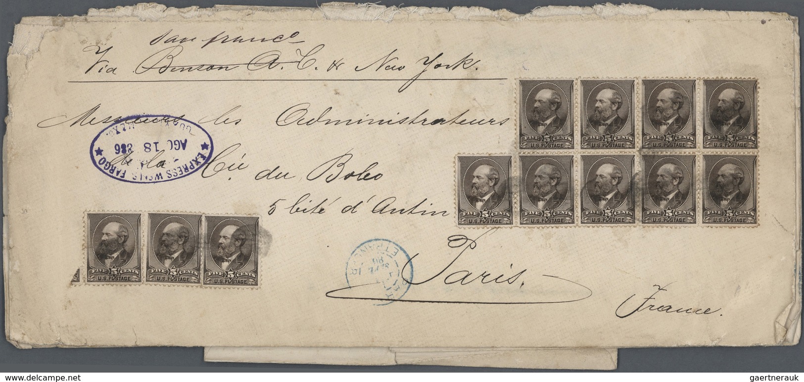 Br Vereinigte Staaten Von Amerika: 1886, Large Heavy Envelope Bearing Twelve Garfield 5c. Brown On Fron - Autres & Non Classés