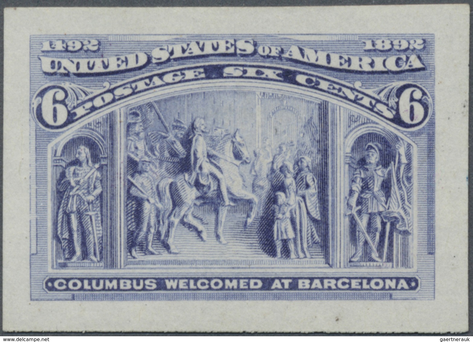 (*) Vereinigte Staaten Von Amerika: 1893, Columbus 6c. Violet Blue Imperforate PROOF On Thin White Wove - Autres & Non Classés