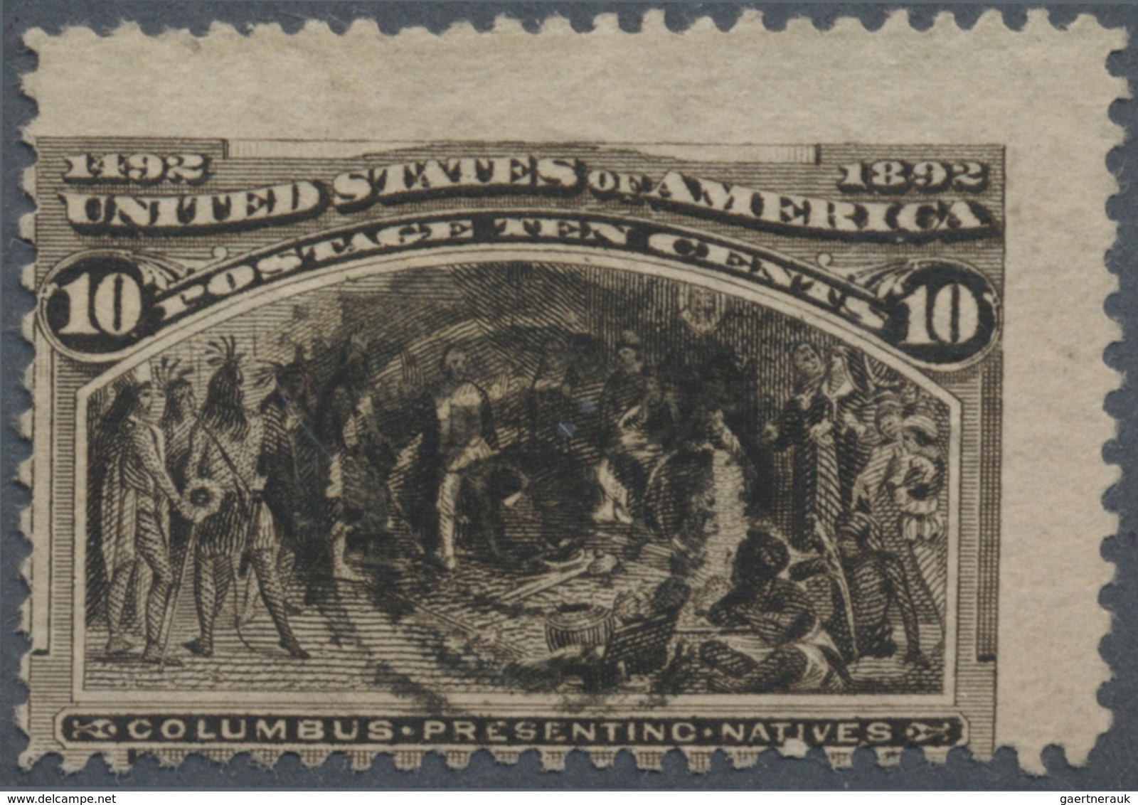 O Vereinigte Staaten Von Amerika: 1893, 10c. Columbus Showing UNIQUE PRINTING ERROR "partial Printing - Autres & Non Classés