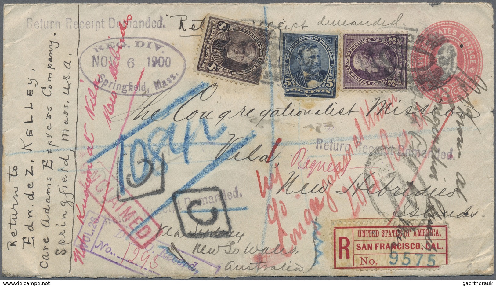 GA Vereinigte Staaten Von Amerika: 1900. Registered United States Postal Stationery Envelope 2c Rose, S - Autres & Non Classés