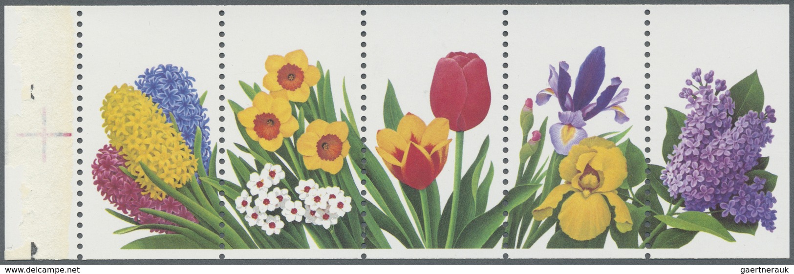 ** Vereinigte Staaten Von Amerika: 1993, Garden Flowers, Booklet Pane Of Five Showing Variety "Black (e - Autres & Non Classés