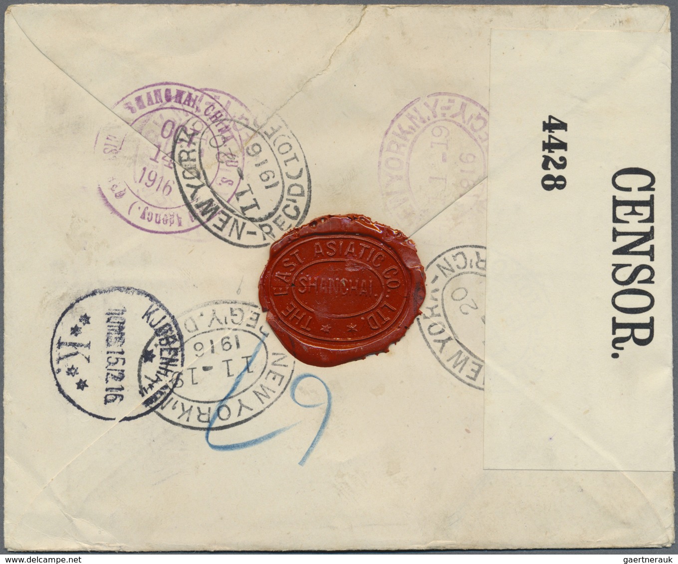 Br Vereinigte Staaten Von Amerika - Post In China: United States, 1916. Registered Envelope (tear) Addr - Offices In China