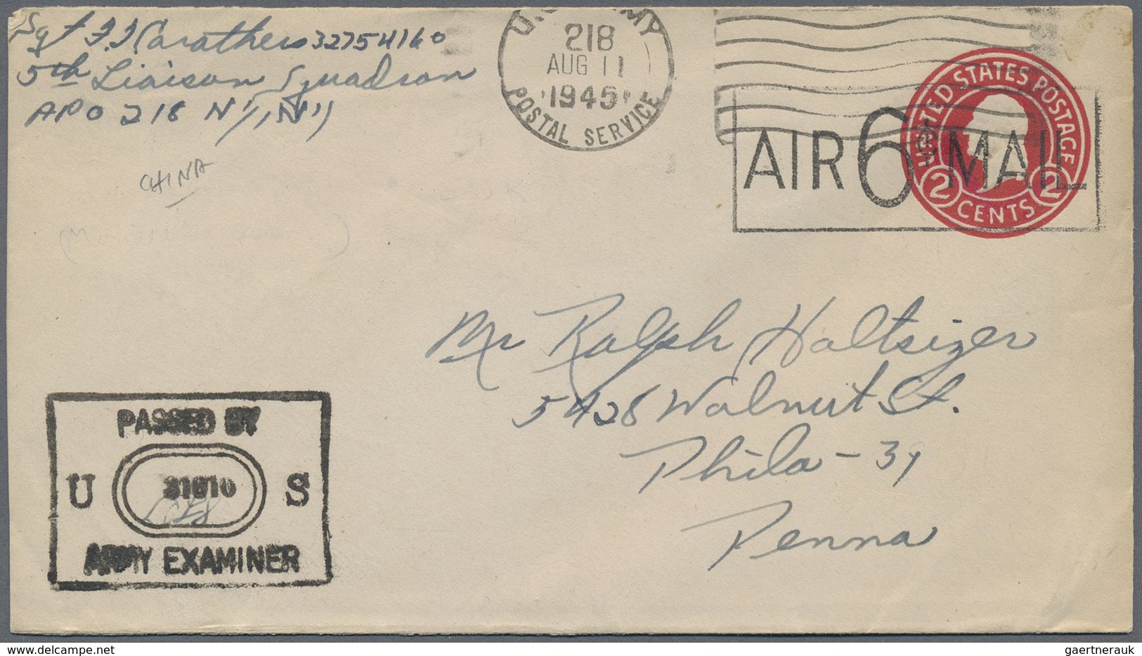 GA/Br Vereinigte Staaten Von Amerika - Post In China: 1945 (ca.), Three Letters/stationeries With APO-No. - Chine (Shanghai)