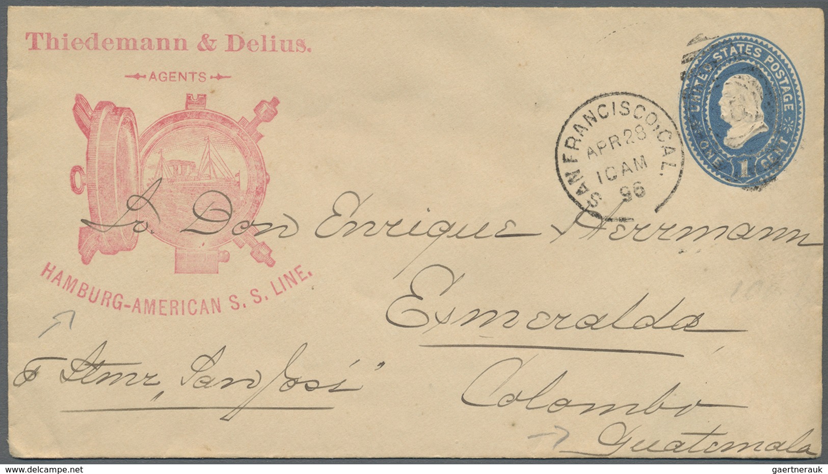 GA Vereinigte Staaten Von Amerika - Ganzsachen: 1896/1904, Two Blue And Green 1 C Stationery Envelopes - Autres & Non Classés