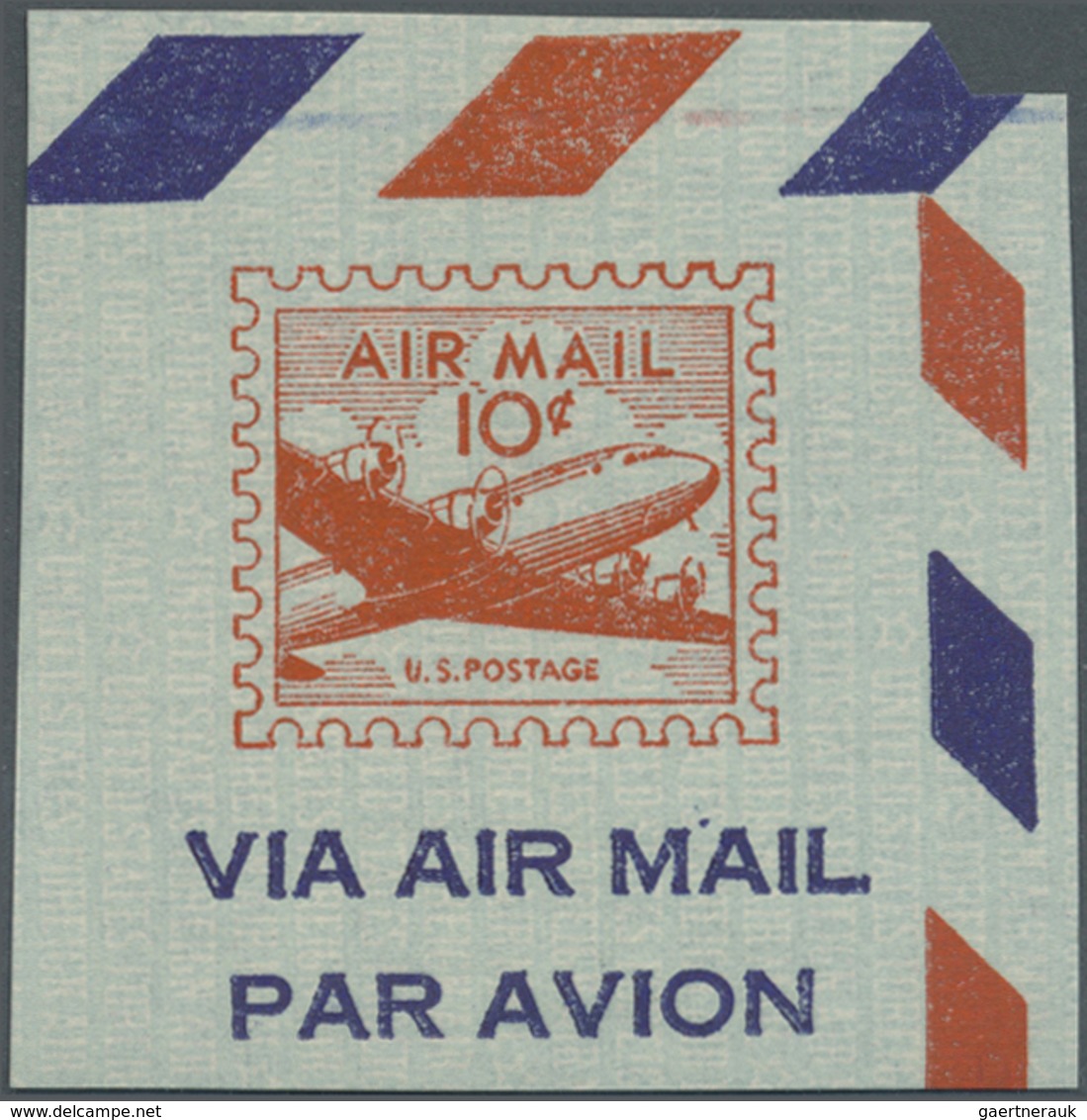 GA Vereinigte Staaten Von Amerika - Ganzsachen: 1951, Airletter 10c. Airplane With Printing In REDBROWN - Andere & Zonder Classificatie