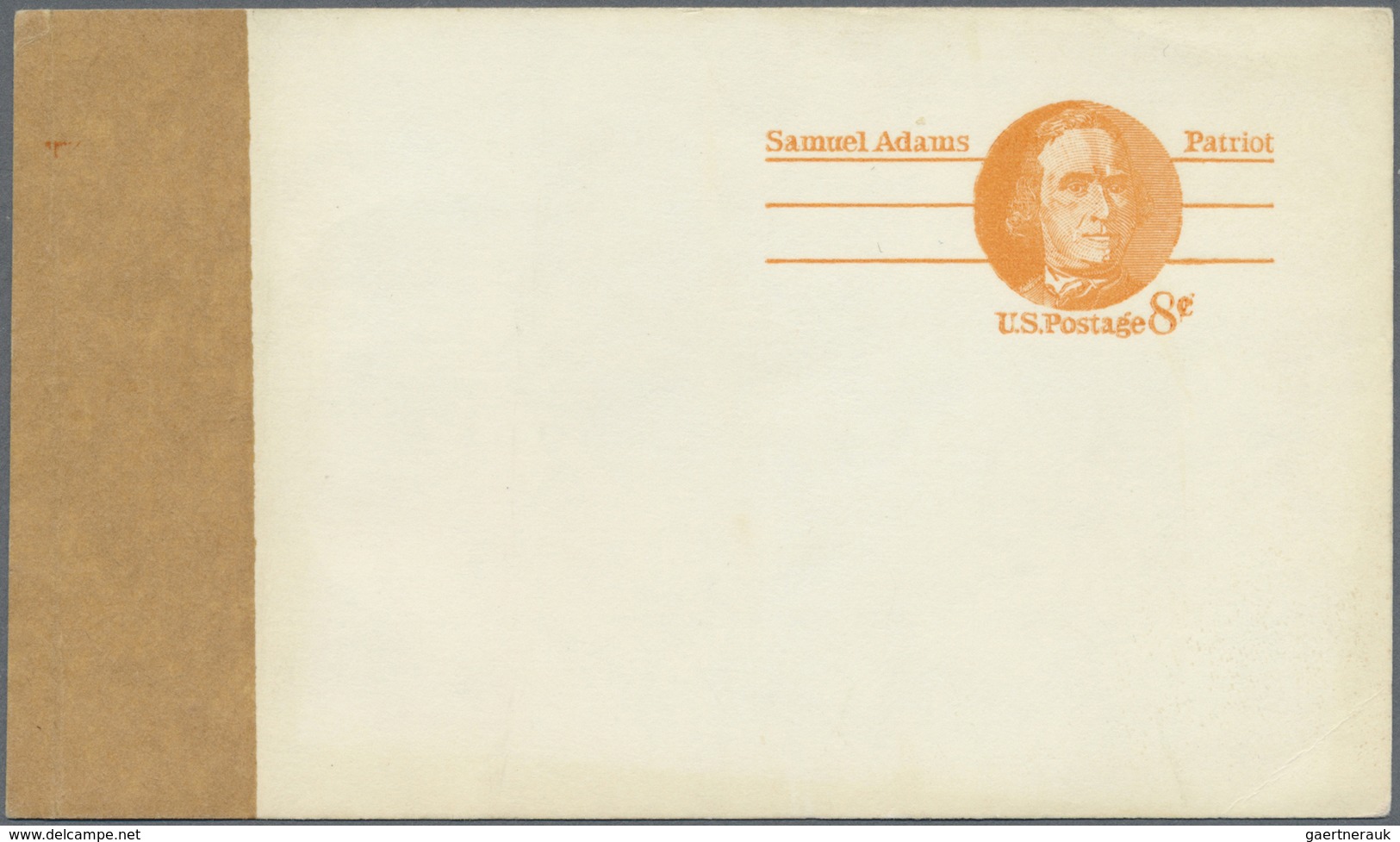 GA Vereinigte Staaten Von Amerika - Ganzsachen: 1973 'Samuel Adams' Postal Card 8c. Orange, Variety "Pa - Autres & Non Classés