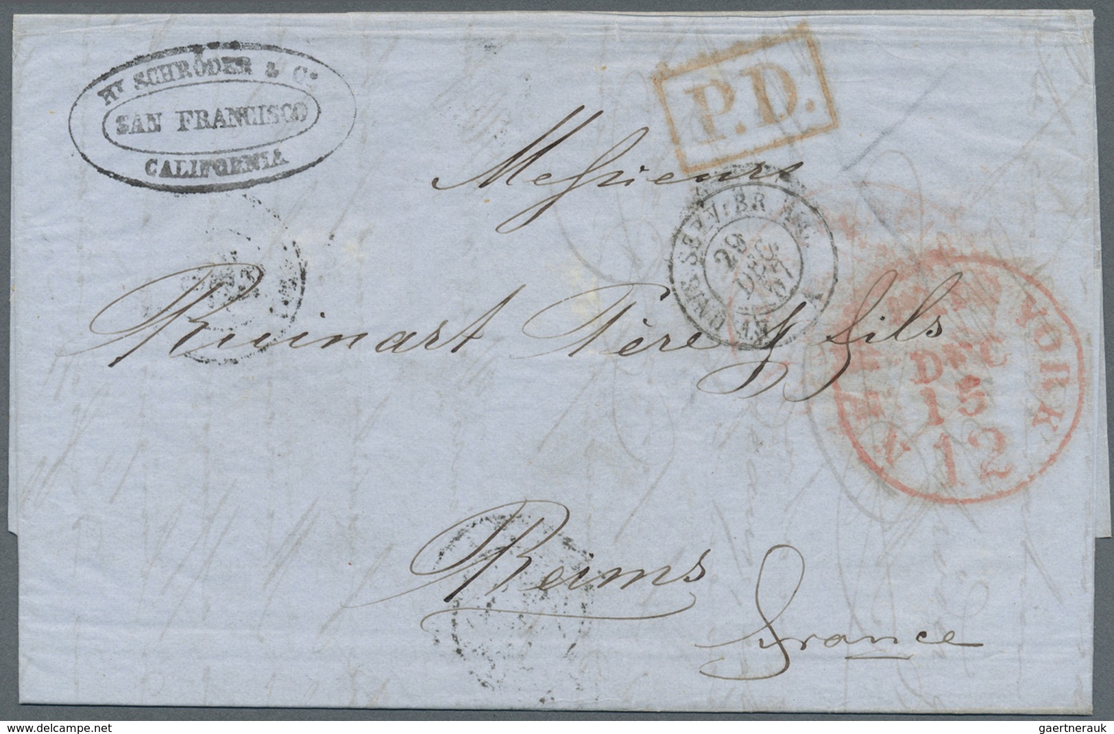 Br Vereinigte Staaten Von Amerika - Transatlantik-Mail: 1857: Two Entire Letters From Schröder & Co., S - Andere & Zonder Classificatie