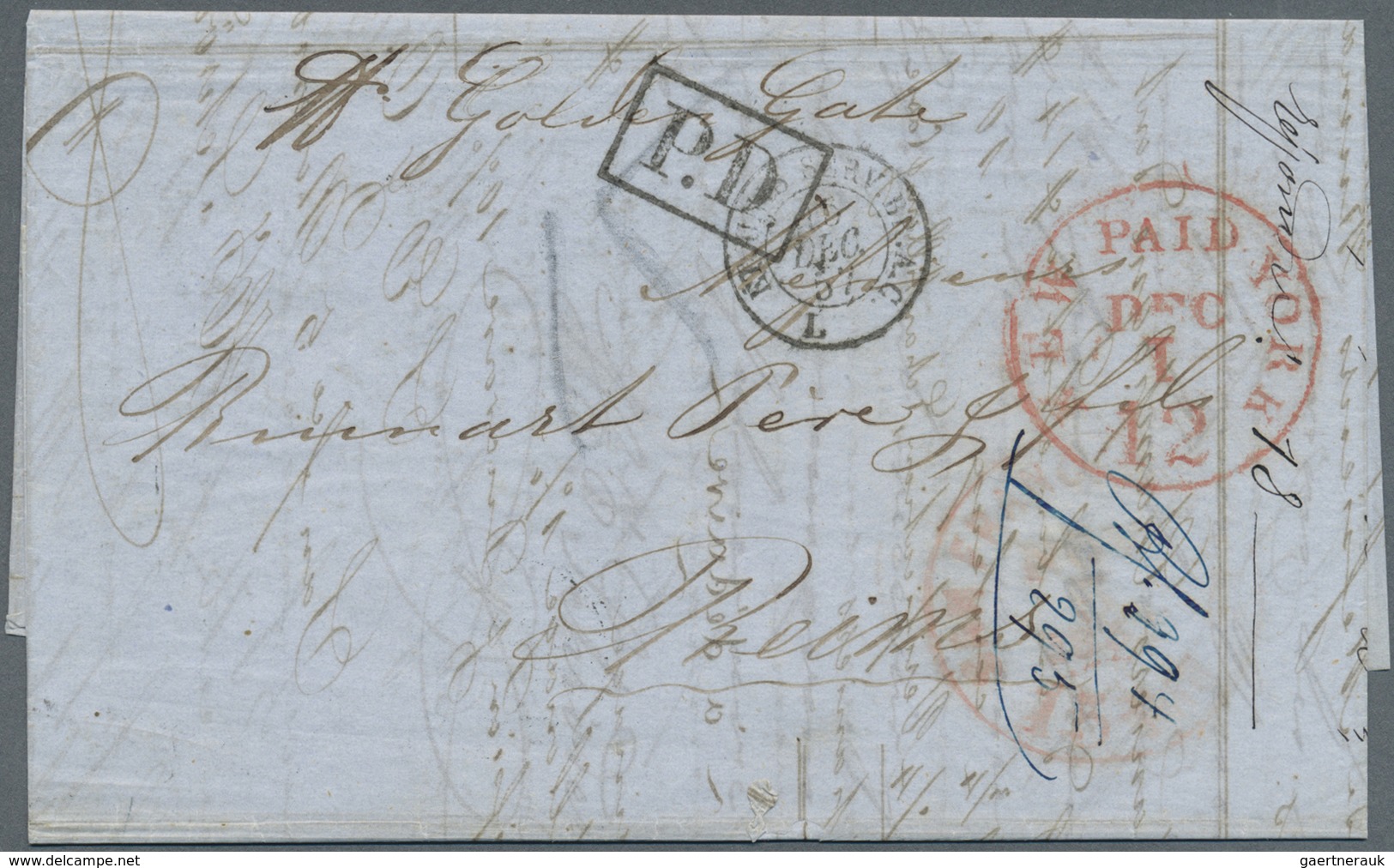Br Vereinigte Staaten Von Amerika - Transatlantik-Mail: 1857: Two Entire Letters From Schröder & Co., S - Autres & Non Classés