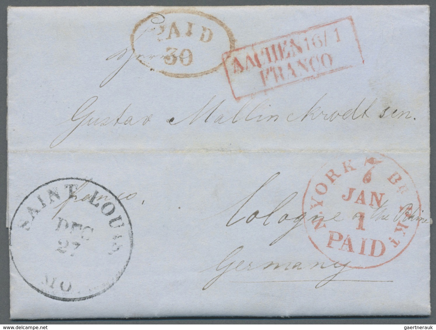 Br Vereinigte Staaten Von Amerika - Transatlantik-Mail: 1865, "SAINT LOUIS MO. DEC 27", Clear Strike On - Autres & Non Classés