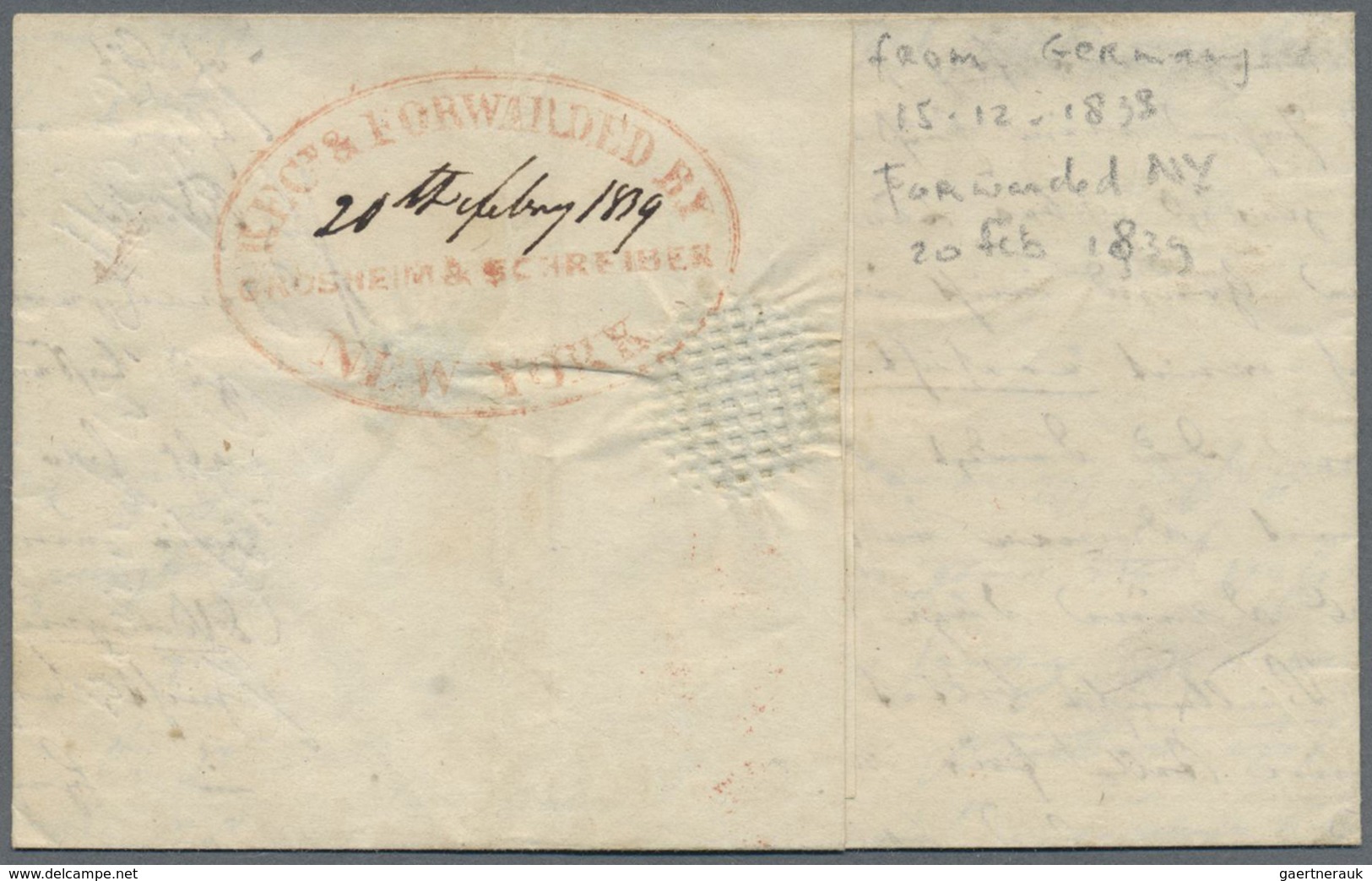 Br Vereinigte Staaten Von Amerika - Besonderheiten: Forwarding Agents: 1838 (Dec 15) Folded Letter From - Andere & Zonder Classificatie