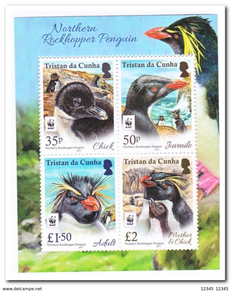 Tristan Da Cunha 2017, Postfris MNH, WWF, Pinguins - Tristan Da Cunha