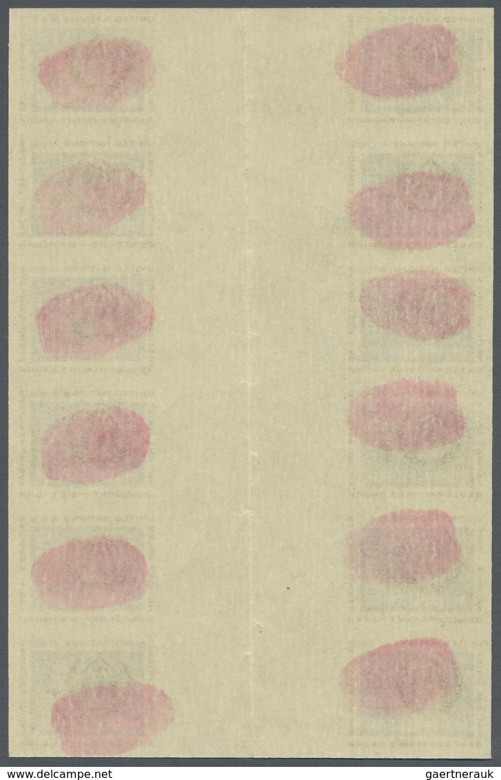 ** Vereinte Nationen - New York: 1959. Vertical Block Of 6 Imperforate Horizontal Gutter Pairs For The - Autres & Non Classés