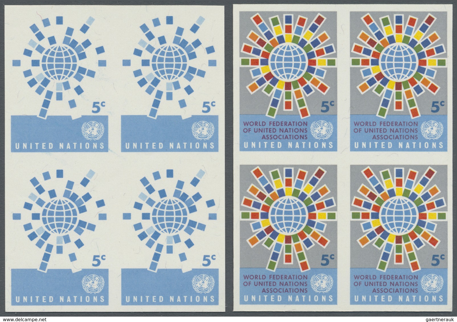 ** Vereinte Nationen - New York: 1966. Imperforate Block Of 4 + Progressive Proof (4 Phases) In Blocks - Autres & Non Classés