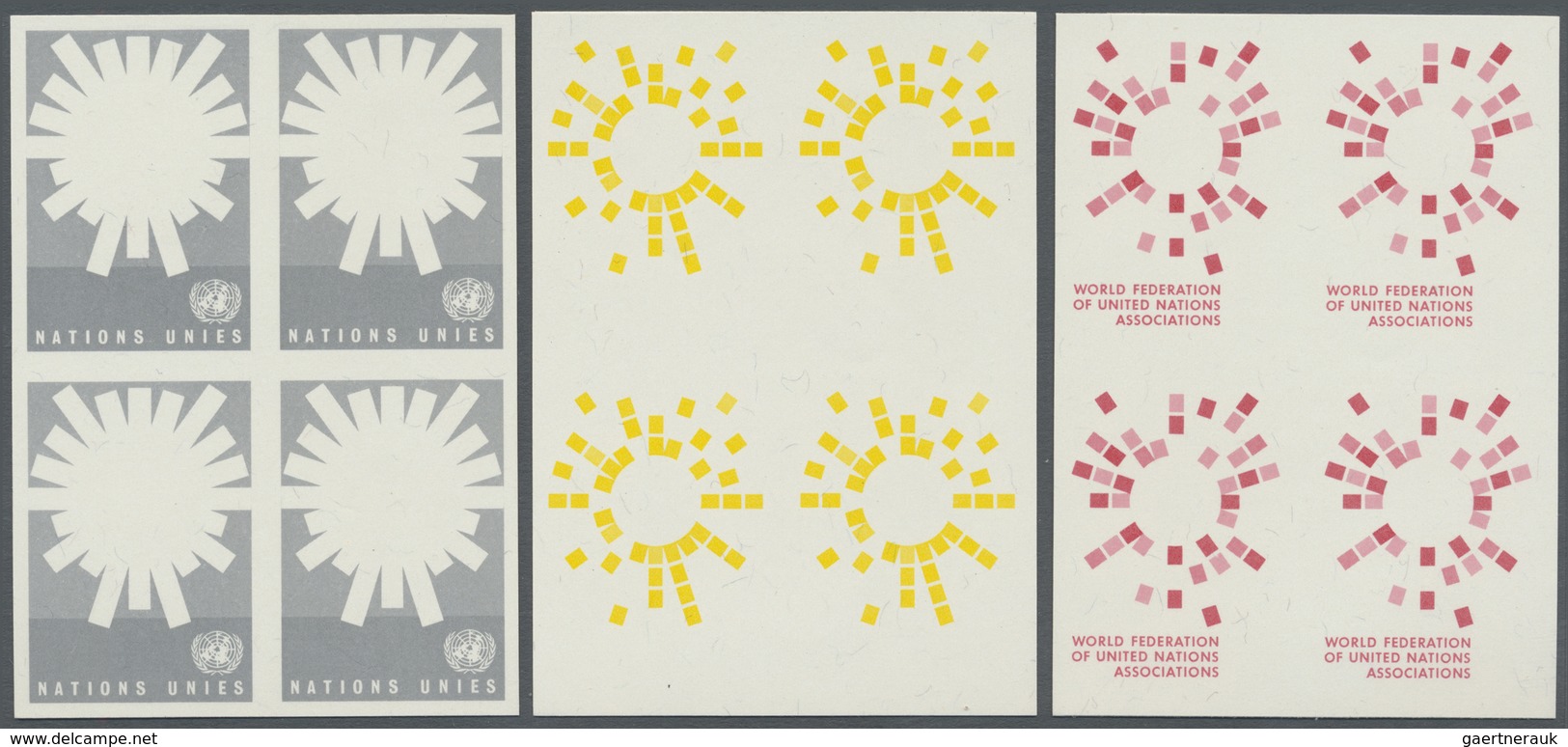 ** Vereinte Nationen - New York: 1966. Imperforate Block Of 4 + Progressive Proof (4 Phases) In Blocks - Autres & Non Classés