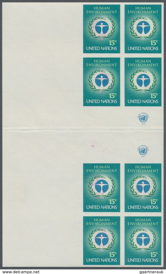 ** Vereinte Nationen - New York: 1972. Imperforate Vertical Gutter Block Of 2 Blocks Of 4 For The 15c V - Andere & Zonder Classificatie