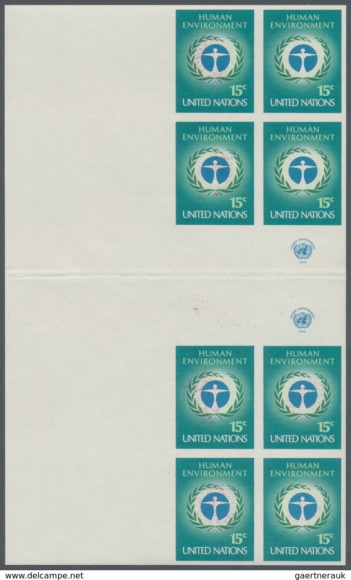 ** Vereinte Nationen - New York: 1972. Imperforate Vertical Gutter Block Of 2 Blocks Of 4 For The 15c V - Autres & Non Classés