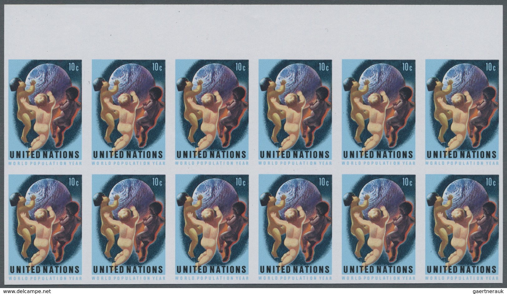** Vereinte Nationen - New York: 1974. Imperforate Block Of 12 For The 10c Value Of The Issue "World Po - Autres & Non Classés