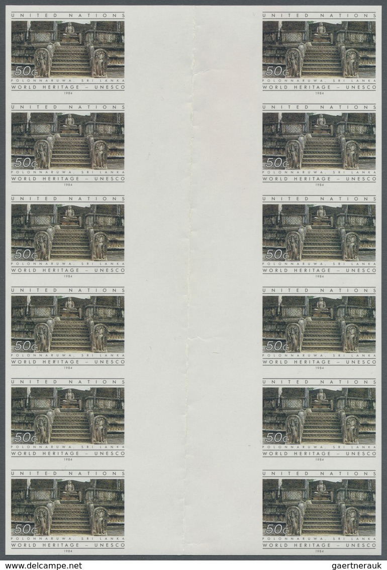 ** Vereinte Nationen - New York: 1984. Vertical Block Of 6 Imperforate Horizontal Gutter Pairs For The - Autres & Non Classés