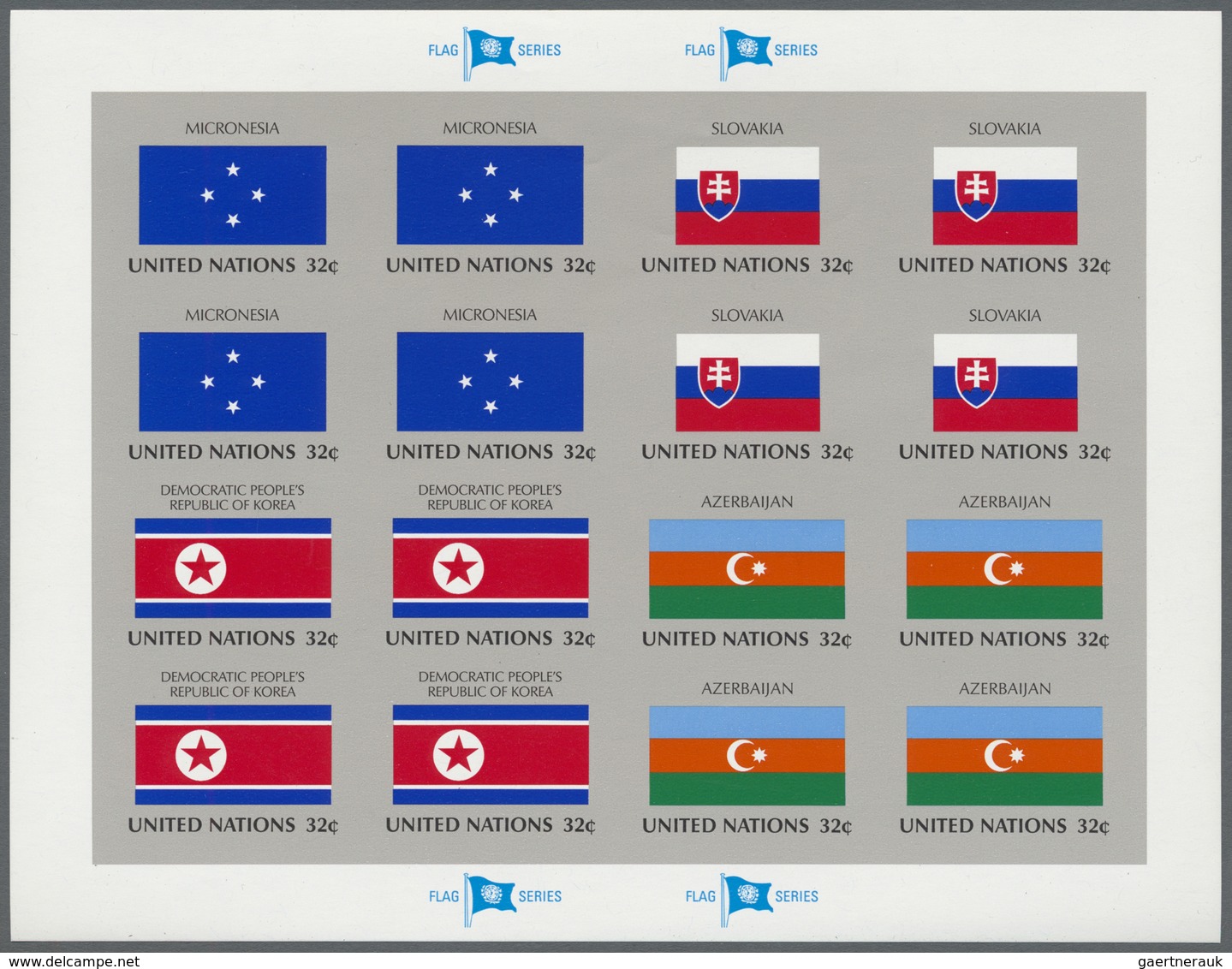 ** Vereinte Nationen - New York: 1998. Imperforate Pane Of 4 Times 4 Showing The Flags Of Micronesia, S - Autres & Non Classés