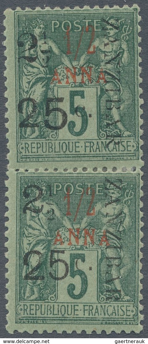 * Zanzibar: FRENCH POST OFFICE IN ZANZIBAR: 1897, 5c Green Sage Issue Former Vertical Pair Reconstruct - Zanzibar (...-1963)