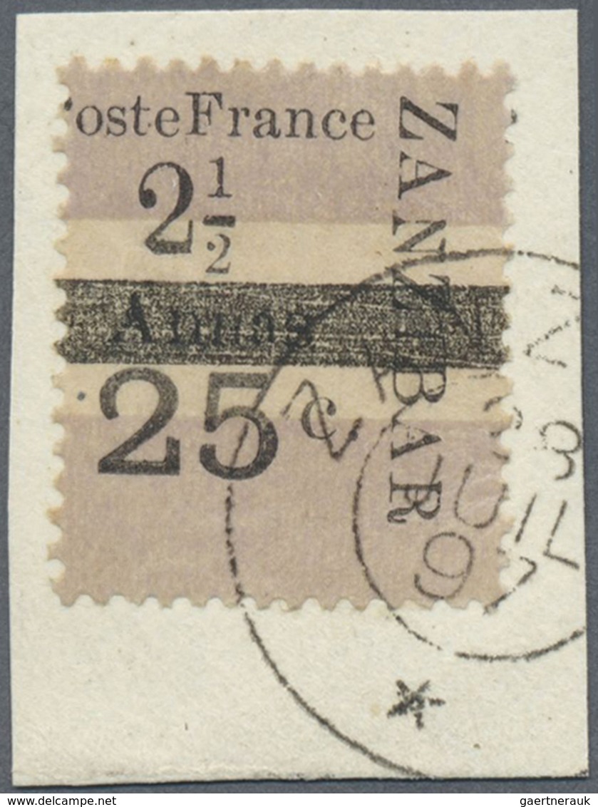 Brfst Zanzibar: FRENCH POST OFFICE IN ZANZIBAR: 1897, 2 1/2 Annas And 25 Centimes Type II Overprint (posit - Zanzibar (...-1963)